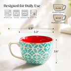 24 OZ Boho Mosaic Soup Mugs with Handle, Large Coffee Mugs Set of 4 - view 2
