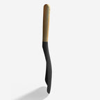 Cooking Spoon for Nonstick Cookingwares with Lengthed Wooden Handle, VOVOLY Silicone Spatula Spoon for Mixing, Scoop, and Scrape, Black, 13.4''