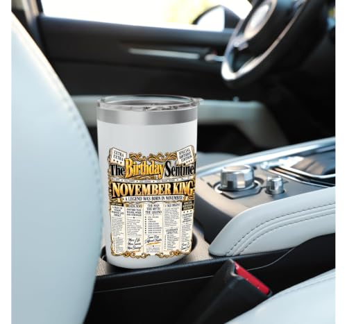 November Birthday King Born November Front Page Newspaper Stainless Steel Insulated Tumbler - view 6