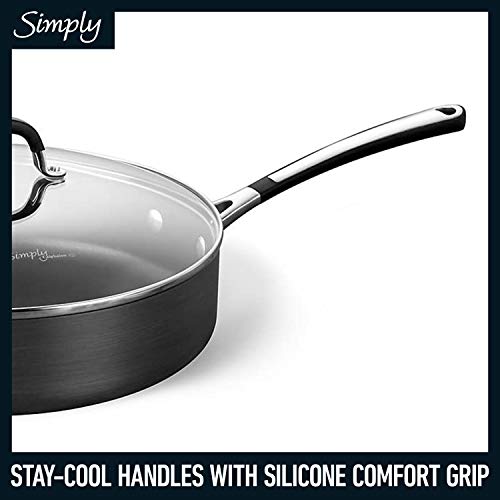 10-Piece Non-Stick Kitchen Cookware Set Black Pots & Pans with Stay-Cool Stainless Steel Handles Hard-Anodized Aluminum for Even Heating - view 5