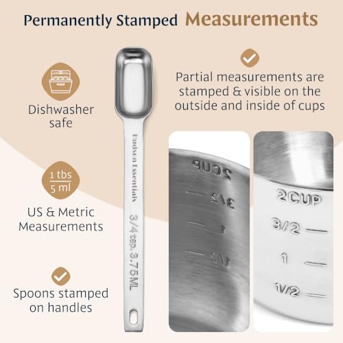 Stainless Steel Measuring Cups and Spoons Set (15 Piece Set) - view 3