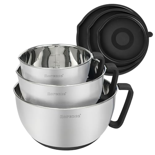 Stainless Steel Mixing Bowls Set with Lids,1.5,3 & 5 Qt,Black