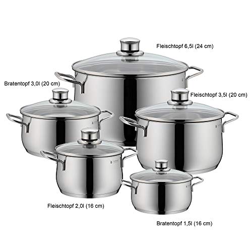 Pot Set 5-Piece Diadem Plus Pouring Rim Glass Lid Cromargan Stainless Steel Polished Suitable for Induction Hobs Dishwasher-Safe - view 4