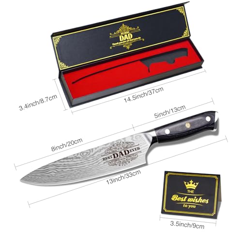 Fathers Day Dad Gift from Daughter Son Kids Dad Birthday Gift 8 inch Kitchen Knife Gift Set for Dad Professional Chef's Knife christmas presents for dad (Best Dad) - view 2