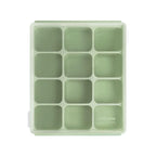 Baby Food Storage Silicone Cubes with Clip-On Lid Freezer Tray Baby Food Soups Purees Ice Safe Design Made in Korea (12cubes 1.5oz, Celadon Green Set of 2)