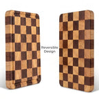 Checkered Cutting Board for Kitchen, 15"x10.4"x1.2" End Grain Cutting Board, Solid Ebony and Rubberwood Butcher Block Cutting Board with Juice Groove, Reversible Wooden Charcuterie Board - view 4