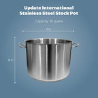 16 Qt Stainless Steel Stock Pot w/Cover, silver, SPS-16 - view 2