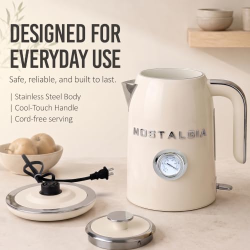 Retro Electric Kettle,1.7L Enamel-Coated Stainless Steel - Cream - view 7