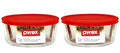 7203 (7-Cup) Glass Bowl with Red Lid (2-Pack) - Made in USA