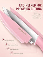 22 Piece Kitchen Knife Set with Block and Sharpener, Pink - view 2