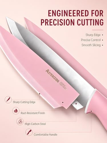 22 Piece Kitchen Knife Set with Block and Sharpener, Pink - view 2