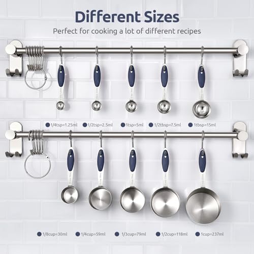 Measuring Cups Spoons Set, 18/8 Stainless Steel, 10Pc/Midnight Blue - view 2