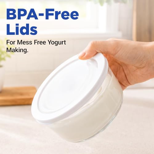 Yogurt Containers 2 Pack, 1 Quart Glass Food Storage Containers with Airtight Lids (4 Cup), 100% BPA Free, Oven, Microwave, Freezer & Dishwasher Safe Round Bowls for Yogurt Making & Meal Prep - view 4