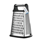 Professional Cheese Grater - Stainless Steel, XL Size, 4 Sides - Perfect Box Grater for Parmesan Cheese, Vegetables, Ginger - Dishwasher Safe - Black