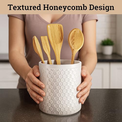 Ceramic Utensil Holder for Kitchen Counter w/ Anti-Slip Base 5.5"W x 6.5"H - view 5