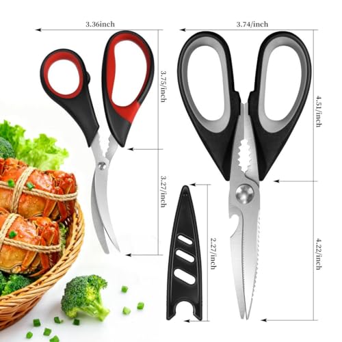 All Purpose Kitchen Shears with Protective Sheath, Heavy Duty 3 Pack Kitchen Scissors with Serrated Blade, Stainless Steel Cooking Scissors for Poultry, Food, Vegetables - view 2