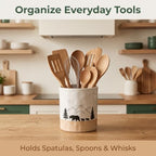 Ceramic Utensil Holder Nature Bear Design for Countertop utensil Crock - view 2
