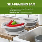 Collapsible Colanders (3 Pack Set) Food Strainers with Over-Sink Water Draining Base for Pasta Fruits and Vegetables (Patent Pending) White (3 Sizes, 3QT, 4QT and 5 Quart) - view 2