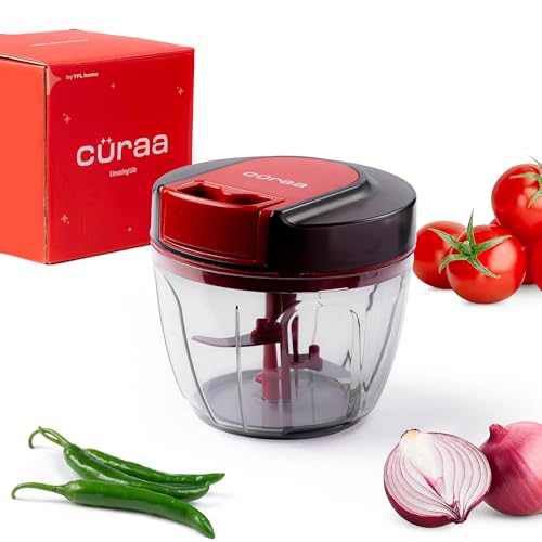 By YFL home ChopLab Lite Manual Chopper | 650ml Portable Vegetable Chopper | Mini Chopper for Kitchen with Stainless Steel Blades for Chopping Onion, Ginger, Garlic, Vegetables, Herbs
