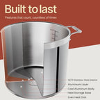 Stainless Steel Stockpot with Lid 16 Quart, Durable 18/8 Stainless Steel, Impact-Bonded Base for Even Heating, Riveted Handles, Oven & All Stove Compatible, Safe Up To 500°F (260°C) - view 6