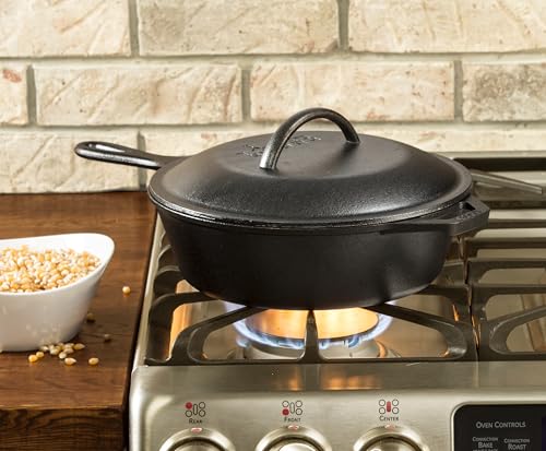 Pre-Seasoned Cast Iron Deep Skillet with Lid, 3 Quart - view 2