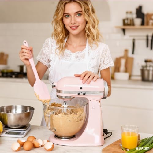 Silicone Spatula Set - Rubber Spatula - 600°F Heat Resistant Baking Spoon & Spatulas (Pink) - view 5