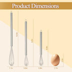 Whisks for Cooking, 3 Pack Mini Whisk for Whisking, 7"+9"+11" Tiny Stainless Steel Wire Whisk Set for Baking, Blending Eggs & Sauces, Heavy Duty Rust Proof - view 3