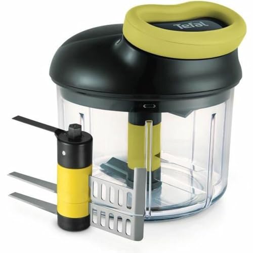 Tefal K1321324 Manual Chopper, 5 Seconds, 900 ml + Blades, Purée, Chop, Cutting, Mixing, Vegetables and Meat, Nuts, Onions, Stainless Steel Blades, Quick and Easy