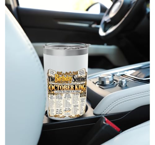 October Birthday King Born October Man Front Page Newspaper Stainless Steel Insulated Tumbler - view 6