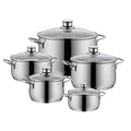 Pot Set 5-Piece Diadem Plus Pouring Rim Glass Lid Cromargan Stainless Steel Polished Suitable for Induction Hobs Dishwasher-Safe