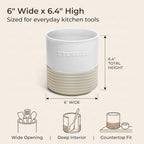 Ceramic Utensil Holder,Farmhouse Kitchen Utensil Holder for Countertop,Large Kitchen Utensil Organizer,Cooking Utensil Crock. - view 4