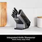 Foodi StaySharp Knife Block with Integrated Sharpener, 6-Piece Set [K32006UK] Stainless Steel, Scissors, Silver/Black - view 6