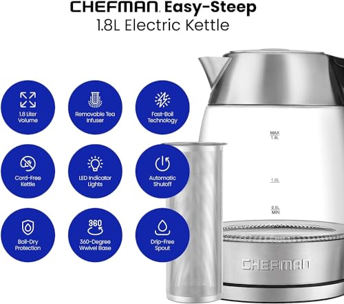 Teapot with Glass Carafe | 1.8 Liter Electric Kettle | 360 Degree Base | Stainless Steel - view 2