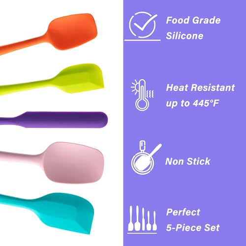 Silicone Spatula Set,5 Piece Food Grade Rubber Spatulas,Multicolor - view 3