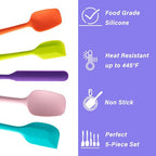 Silicone Spatula Set,5 Piece Food Grade Rubber Spatulas,Multicolor - view 3