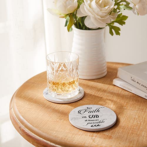 Coasters for Drinks with Bible Verses, Set of 6 Absorbent Drinks Coasters with Holder Ceramic Drink Coaster with Cork Backing for Table Protection, Christian Coasters, Christian Gifts - view 4
