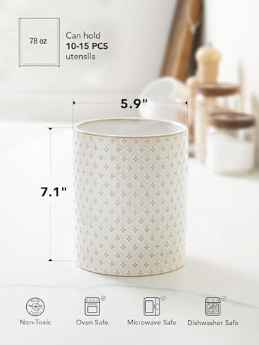 Ceramic Utensils Holder for Kitchen Countertop, Arctic White - view 4