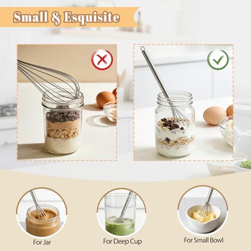 Whisks for Cooking, 3 Pack Mini Whisk for Whisking, 7"+9"+11" Tiny Stainless Steel Wire Whisk Set for Baking, Blending Eggs & Sauces, Heavy Duty Rust Proof - view 5