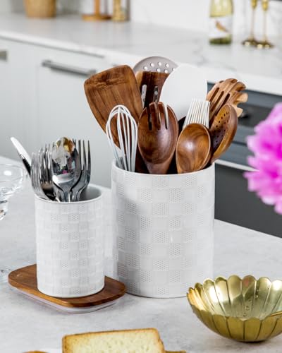 Ceramic Utensil Holder for Kitchen Counter Organizer, Set of 2 - view 5