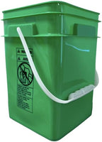House Naturals 4 Gallon Square Food Grade Bucket Pail with Plastic Handles and Lid (Pack of 3) Made in USA containers (Green)