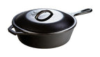 Pre-Seasoned Cast Iron Deep Skillet with Lid, 3 Quart