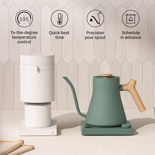 Stagg EKG Pro Electric Gooseneck Kettle - Pour-Over Coffee and Tea, Quick Heating, Precise Temperature Control, Scheduling, Built-in Brew Timer, Smoke Green with Maple Wood Handle, 0.9 Liter - view 4