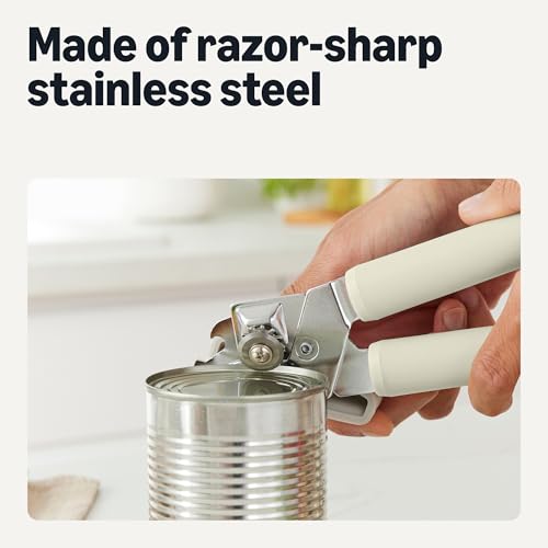 Manual Can Opener with Stainless Steel Construction, Soft Grip Handle, Linen Gray - view 3