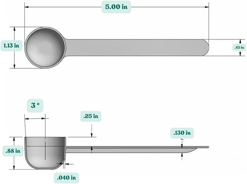 2 Teaspoon (2/3 Tablespoon | 10 mL) Long Handle Rounded Scoop for Measuring Coffee, Pet Food, Grains, Protein, Spices and Other Dry Goods (Pack of 25)