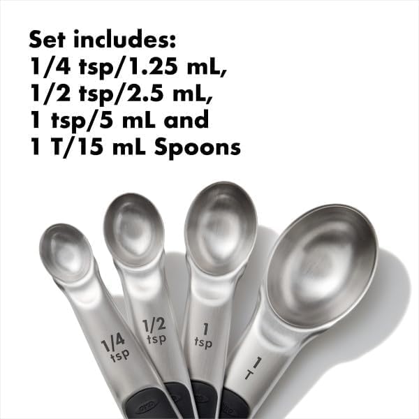 Good Grips 4 Piece Stainless Steel Measuring Spoons with Magnetic Snaps, (Pack of 2) - view 2