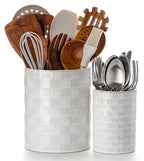 Ceramic Utensil Holder for Kitchen Counter Organizer, Set of 2