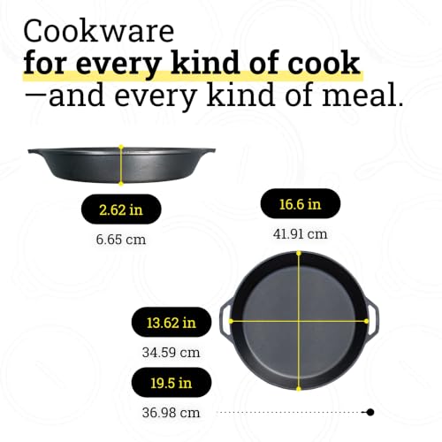 Pre-Seasoned Cast Iron Skillet with Dual Loop Handles, 17 Inches - view 5
