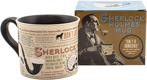 Sherlock Holmes Coffee Mug - Features Holmes Quotes, Rules of Deduction, Intriguing Images, and Sidney Paget's Portrait, Comes in a Fun Box