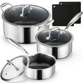 8pc Hybrid Stainless Steel Pot Set,8qt Soup Pot & 2/3qt Saucepans