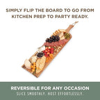 Artisan 30" Acacia Charcuterie Board with Raw Wood Edge, Wooden Cutting Board with Handle, All-Purpose Serving Platter, Decorative and Reversible Serving Plank (Acacia Wood) - view 5